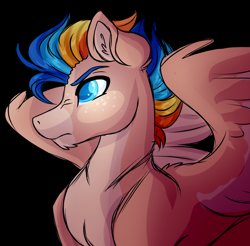 Size: 1452x1426 | Tagged: safe, artist:amazing-artsong, oc, oc only, oc:delta, pegasus, pony, male, solo, stallion