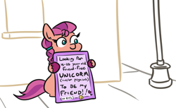 Size: 851x521 | Tagged: safe, artist:jargon scott, sunny starscout, earth pony, pony, g5, my little pony: a new generation, spoiler:my little pony: a new generation, chris chan, cute, female, mare, sign, sitting, solo, sunnybetes, unshorn fetlocks