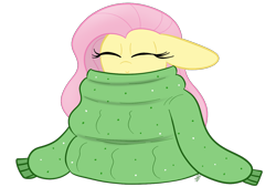 Size: 1316x889 | Tagged: safe, artist:sugarcloud12, fluttershy, pony, g4, clothes, comfy, eyes closed, floppy ears, oversized clothes, simple background, solo, sweater, sweatershy, transparent background