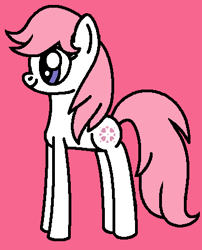 Size: 368x455 | Tagged: safe, artist:rainbowbro58, baby sundance, earth pony, pony, g1, g4, baby, baby pony, baby sundawwnce, cute, female, filly, g1 to g4, generation leap, ms paint, pink background, pink mane, pink tail, purple eyes, simple background, smiling, solo, standing, tail