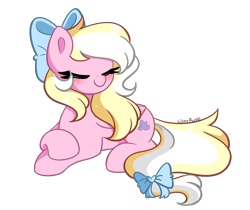 Size: 3688x3091 | Tagged: safe, artist:kittyrosie, oc, oc only, oc:bay breeze, pegasus, pony, blushing, bow, cute, eyes closed, female, hair bow, high res, mare, ocbetes, simple background, smiling, solo, tail, tail bow, transparent background