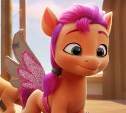 Size: 844x761 | Tagged: safe, screencap, sunny starscout, pony, g5, my little pony: a new generation, spoiler:my little pony: a new generation, cute, fake wings, female, filly, filly sunny starscout, solo, sunnybetes