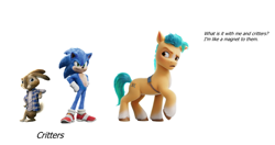 Size: 962x507 | Tagged: safe, hitch trailblazer, g5, my little pony: a new generation, spoiler:my little pony: a new generation, critter magnet, eb, hop, james marsden, male, simple background, sonic movie 2020, sonic the hedgehog, sonic the hedgehog (series), spoiler, stallion, voice actor joke, white background