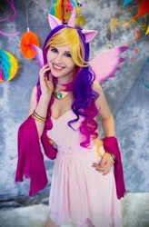 Size: 592x900 | Tagged: safe, artist:yashuntafun, princess cadance, human, g4, 2015, clothes, cosplay, costume, irl, irl human, looking at you, photo, smiling, smiling at you