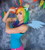 Size: 769x850 | Tagged: safe, artist:jessica nigri, rainbow dash, human, g4, 2015, clothes, cosplay, costume, flexing, irl, irl human, photo, sleeveless, tank top, watermark