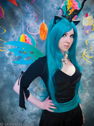 Size: 676x900 | Tagged: safe, artist:jessie lykens, queen chrysalis, human, g4, 2015, clothes, cosplay, costume, hand on hip, irl, irl human, photo