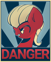 Size: 1400x1700 | Tagged: safe, artist:miryelis, sprout cloverleaf, earth pony, pony, g5, my little pony: a new generation, spoiler:my little pony: a new generation, danger, danger danger, emperor sprout, open mouth, poster, propaganda, solo