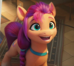 Size: 903x804 | Tagged: safe, screencap, sunny starscout, earth pony, pony, g5, my little pony: a new generation, spoiler:my little pony: a new generation, cute, female, mare, open mouth, open smile, smiling