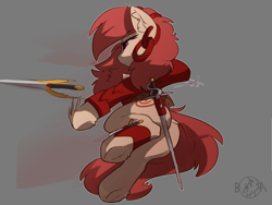 Size: 1600x1200 | Tagged: safe, artist:beardie, oc, oc only, oc:rosa lanzar, action pose, bipedal, knife, sword, weapon