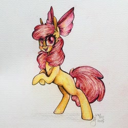 Size: 640x640 | Tagged: safe, artist:alwayspony, apple bloom, earth pony, pony, g4, female, filly, solo, standing on two hooves, traditional art