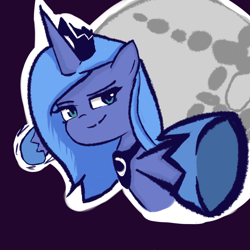 Size: 1356x1356 | Tagged: safe, artist:solid shrimp, princess luna, alicorn, pony, g4, female, filly, mare in the moon, moon, pepe punch, perspective, punch, s1 luna, solo, woona, younger