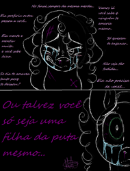 Size: 828x1090 | Tagged: safe, artist:milledpurple, oc, oc only, earth pony, pony, bust, comic, crying, earth pony oc, female, mare, scar, talking, wide eyes
