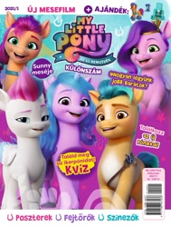 Size: 725x961 | Tagged: safe, hitch trailblazer, izzy moonbow, pipp petals, sunny starscout, zipp storm, earth pony, pegasus, pony, unicorn, g5, my little pony: a new generation, spoiler:g5, spoiler:my little pony: a new generation, female, hungarian, hungary, magazine, mane five, meta, twitter