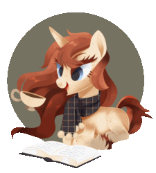 Size: 3234x3591 | Tagged: safe, artist:sorasku, oc, oc only, pony, unicorn, animated, book, clothes, female, gif, high res, lying down, mare, prone, scarf, simple background, solo, transparent background, unmoving plaid