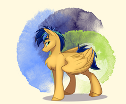 Size: 1787x1476 | Tagged: safe, artist:alrumoon_art, oc, oc only, oc:sunrise, pegasus, pony, abstract background, solo