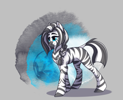 Size: 1803x1465 | Tagged: safe, artist:alrumoon_art, oc, oc only, oc:asiri, pony, zebra, abstract background, solo, zebra oc