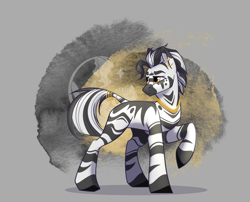 Size: 1848x1491 | Tagged: safe, artist:alrumoon_art, oc, oc only, oc:zuran, pony, zebra, abstract background, solo, zebra oc