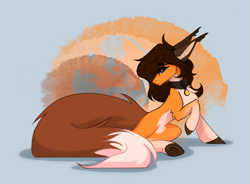 Size: 2125x1562 | Tagged: safe, artist:alrumoon_art, oc, oc only, oc:foxy, earth pony, pony, abstract background, solo