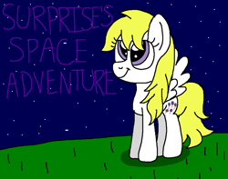 Size: 958x755 | Tagged: safe, artist:brobbol, surprise, pegasus, pony, fanfic:surprise's space adventure, g1, g4, adoraprise, cute, cute eyes, female, g1 to g4, generation leap, mare, night, shadow, smiling, solo, stars, surprise tales, sweet dreams fuel, title card