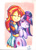 Size: 2491x3496 | Tagged: safe, alternate version, artist:jowyb, sunset shimmer, twilight sparkle, alicorn, pony, equestria girls, g4, cute, duo, eyes closed, high res, holding a pony, hug, hugging a pony, one eye closed, shimmerbetes, smiling, twiabetes, twilight sparkle (alicorn)