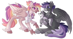 Size: 6520x3444 | Tagged: safe, artist:amazing-artsong, oc, oc only, oc:cozy critters, oc:stormweaver, classical hippogriff, fox, hippogriff, simple background, transparent background