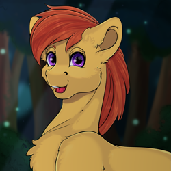Size: 1575x1575 | Tagged: safe, artist:creed larsen, oc, earth pony, pony, bust, chest fluff, forest, male, portrait, smiling
