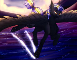 Size: 4280x3328 | Tagged: safe, artist:honeybbear, oc, oc only, oc:twisted daze, pegasus, pony, flying, male, solo, stallion