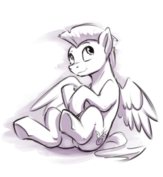 Size: 1209x1306 | Tagged: safe, artist:kam, thunderlane, pegasus, pony, g4, hooves, male, sitting, solo, stallion, wings