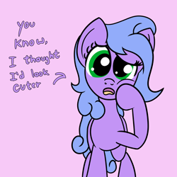 Size: 2000x2000 | Tagged: safe, artist:dafiltafish, oc, oc only, earth pony, pony, high res, looking at self, solo, text