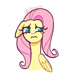 Size: 640x687 | Tagged: safe, artist:risswm, fluttershy, pegasus, pony, g4, floppy ears, ponytober, sad, simple background, solo, white background