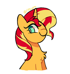 Size: 640x676 | Tagged: safe, artist:risswm, sunset shimmer, pony, unicorn, g4, chest fluff, female, mare, ponytober, simple background, solo, white background