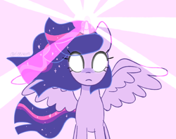 Size: 640x506 | Tagged: safe, artist:risswm, twilight sparkle, alicorn, pony, g4, ethereal mane, female, magic, mare, ponytober, solo, spread wings, starry mane, the elements in action, twilight sparkle (alicorn), white eyes, wings