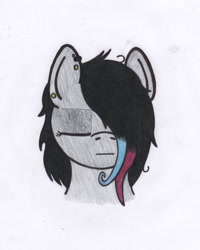 Size: 1254x1566 | Tagged: safe, artist:ask-flash-bulb, oc, oc only, pony, bust, eyes closed, female, hair over one eye, mare, portrait, solo, traditional art