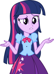 Size: 3000x4107 | Tagged: safe, artist:cloudy glow, twilight sparkle, alicorn, equestria girls, g4, my little pony equestria girls, .ai available, clothes, cutie mark, cutie mark on clothes, female, high res, shrug, simple background, skirt, solo, transparent background, twilight sparkle (alicorn), vector