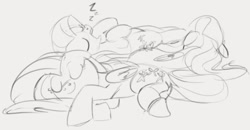 Size: 1023x533 | Tagged: safe, artist:dotkwa, fluttershy, pegasus, pony, g4, cute, eyes closed, lying down, multeity, on back, on side, onomatopoeia, open mouth, shyabetes, sketch, sleeping, snoring, so much flutter, sound effects, zzz