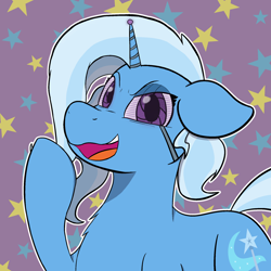 Size: 2000x2000 | Tagged: safe, artist:jsacos, trixie, cyborg, pony, unicorn, g4, chest fluff, high res, looking at you, smiling