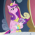 Size: 1024x1024 | Tagged: safe, artist:pinkamenascratch, princess cadance, princess flurry heart, alicorn, pony, g4, sparkle's seven, baby, cadance is not amused, female, flurry heart is not amused, lidded eyes, luna petting goose, mare, petting, sitting, throne, unamused