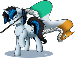 Size: 2334x1794 | Tagged: safe, artist:dormin-dim, oc, oc only, oc:solar gizmo, pony, unicorn, flag, horn, ireland, male, simple background, solo, stallion, tail, transparent background, two toned mane, two toned tail, unicorn oc