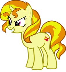 Size: 2340x2563 | Tagged: safe, artist:blah23z, edit, adagio dazzle, sunset shimmer, pony, unicorn, g4, evil smile, female, grin, high res, mare, palette swap, recolor, simple background, smiling, transparent background