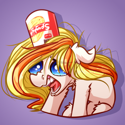 Size: 4000x4000 | Tagged: safe, artist:witchtaunter, oc, oc only, oc:upsetti spaghetti, earth pony, pony, chest fluff, commission, crying, ear fluff, female, floppy ears, food, gradient background, pasta, screaming, shoulder fluff, solo, spaghet, spaghetti