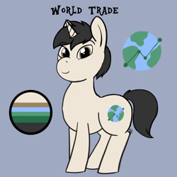 Size: 1280x1280 | Tagged: safe, artist:ashcatarts, oc, oc only, oc:world trade, pony, unicorn, character design, male, simple background, solo