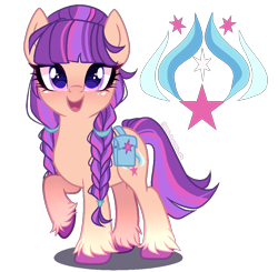Size: 1000x980 | Tagged: safe, artist:gihhbloonde, oc, oc only, pony, bag, female, magical lesbian spawn, mare, offspring, parent:sunny starscout, parent:twilight sparkle, parents:twiscout, saddle bag, simple background, solo, transparent background