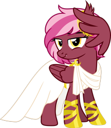 Size: 3570x4140 | Tagged: safe, artist:bnau, derpibooru exclusive, oc, oc only, oc:zeny, pegasus, pony, bedroom eyes, clothes, cute, cute little fangs, dress, ear fluff, fangs, female, greek clothes, hoof shoes, jewelry, laurel wreath, looking at you, sandals, sash, show accurate, simple background, solo, transparent background, vector