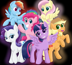 Size: 2900x2600 | Tagged: safe, artist:doodledaydream, applejack, fluttershy, pinkie pie, rainbow dash, rarity, twilight sparkle, alicorn, earth pony, pegasus, pony, unicorn, g4, female, high res, mane six, twilight sparkle (alicorn)