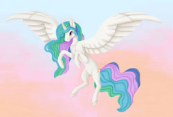 Size: 1024x692 | Tagged: safe, artist:believeinshadows, princess celestia, alicorn, pony, g4, female, flying, solo