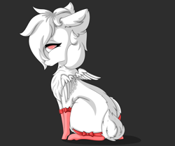 Size: 6000x5000 | Tagged: safe, artist:lostmystery, oc, oc only, deer, deer pony, original species, albino, albino pony, bow, chest fluff, clothes, female, looking at you, looking back, looking back at you, pony oc, socks, solo, wings