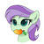 Size: 1280x1280 | Tagged: safe, artist:itsnovastarblaze, violet twirl, pegasus, pony, g4, background pony, bust, cheek fluff, ear fluff, female, food, friendship student, herbivore, mango, mare, nom, portrait, simple background, solo, transparent background, wingding eyes, ych example, your character here