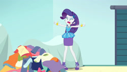 Size: 3410x1920 | Tagged: safe, screencap, rarity, equestria girls, equestria girls specials, g4, my little pony equestria girls: better together, my little pony equestria girls: rollercoaster of friendship, armpits, bracelet, clothes, cutie mark, cutie mark on clothes, eyes closed, female, geode of shielding, hairpin, high heels, high res, jewelry, magical geodes, marshmelodrama, open mouth, rarity being rarity, rarity peplum dress, shoes, solo