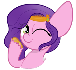 Size: 789x730 | Tagged: safe, artist:sugarcloud12, pipp petals, pony, g5, my little pony: a new generation, bust, one eye closed, portrait, simple background, solo, transparent background, wink