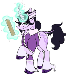 Size: 1386x1546 | Tagged: safe, artist:musical-medic, hybrid, mule, pony, magic, miss pauling, ponified, simple background, solo, team fortress 2, transparent background